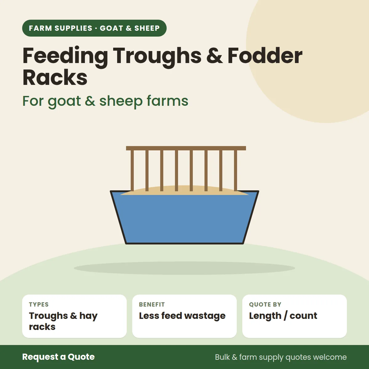 Feeding Troughs & Fodder Racks for goat and sheep farms